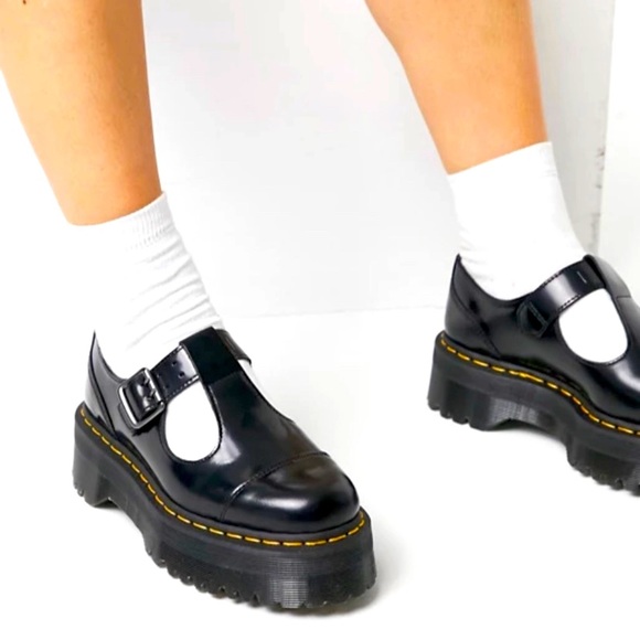 NEW DR MARTENS BETHAN LEATHER PLATFORM SHOES - Picture 2 of 12